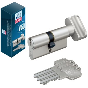 Basi V50 Profil-Knaufzylinder, K35/35 mm, gleichschließend mit 3 Schlüsseln.