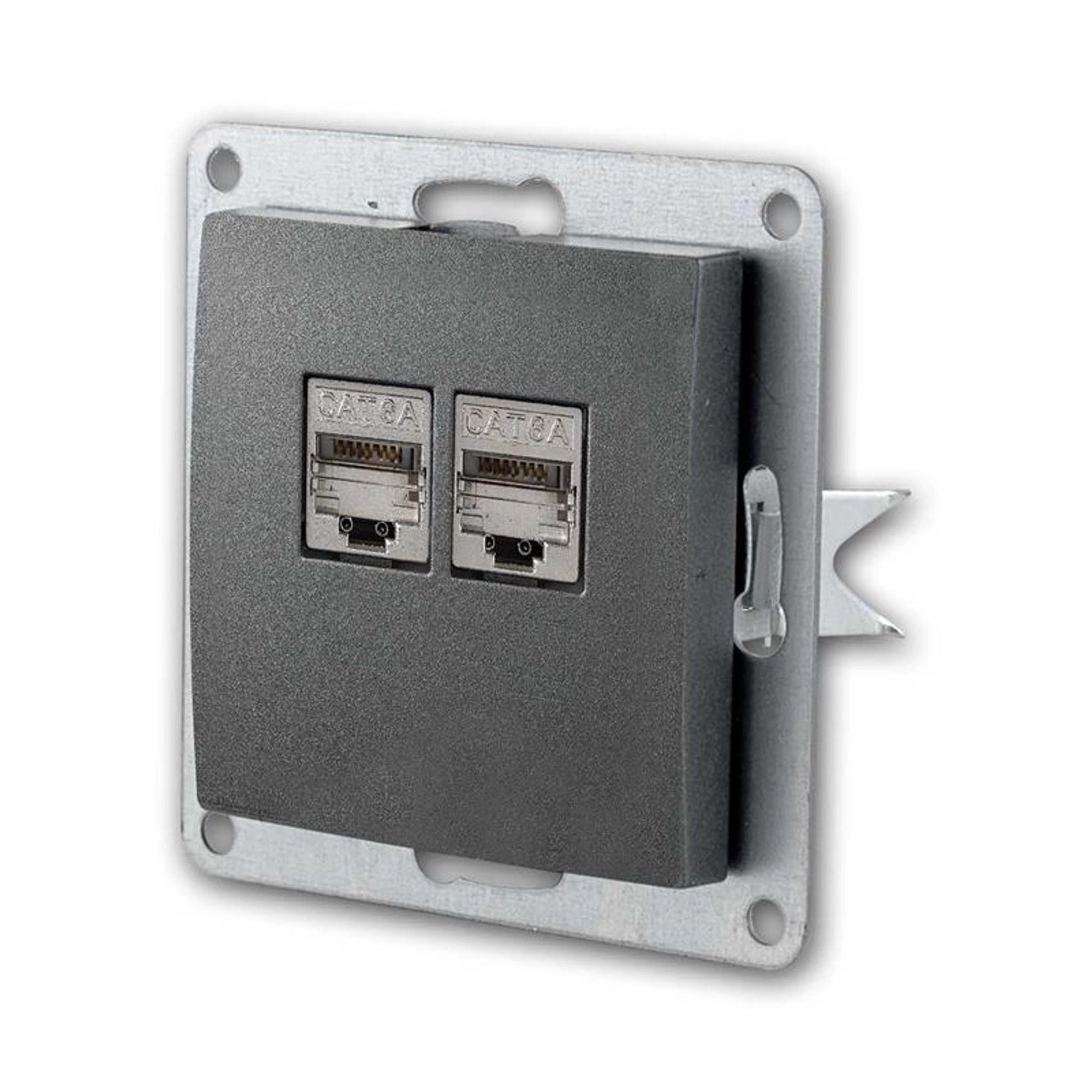 McPower FLAIR Netzwerkdose Anthrazit 2x RJ45 CAT ohne Rahmen