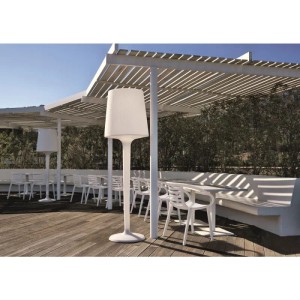 Weißer Papatya Mambo Sessel aus Polypropylen, stapelbarer Gartenstuhl für Terrasse und Garten.