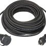 Schwarzes 25 m Verlängerungskabel H05RR-F 3G1,5 mit Stecker und Kupplung.