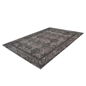 Grau-schwarzer Vintage Teppich im orientalischen Design, Baumwolle, 160x230 cm.