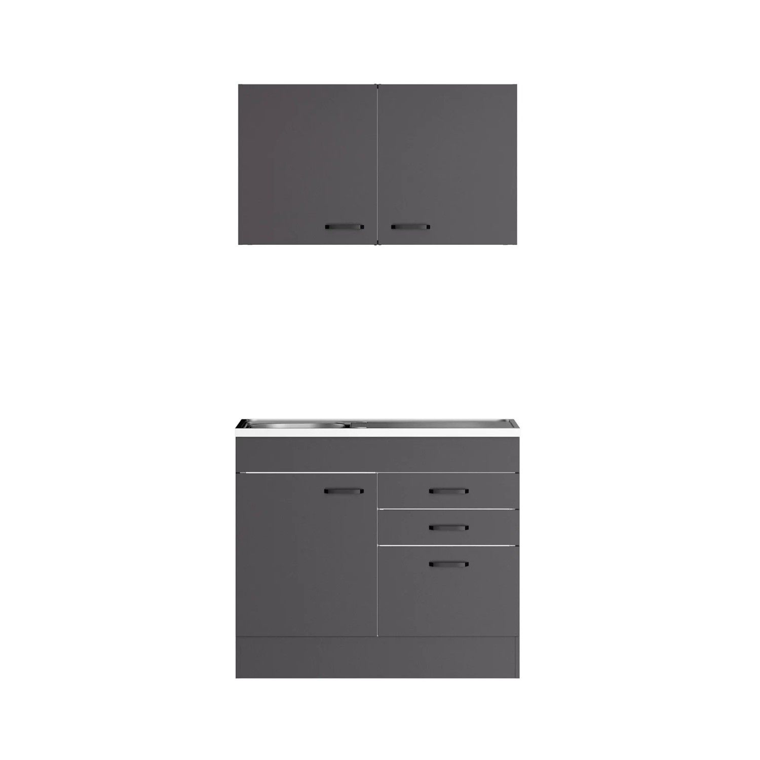 OPTIFIT Miniküche Kiel420 Anthrazit Matt 100 cm x 210 cm x 60 cm