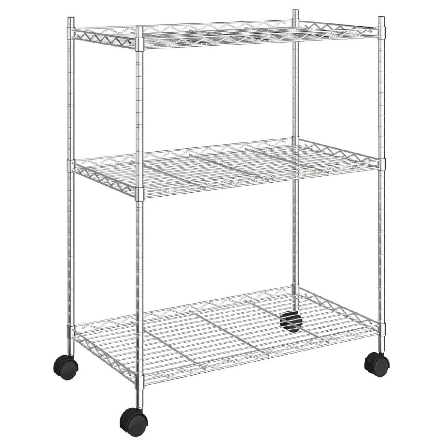 vidaXL Lagerregal mit 3 Böden und Rollen 60x35x81 cm Verchromt 150 kg 324625