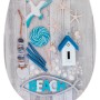 Wenko WC-Sitz Beach High Gloss mit Strandmotiven wie Möwe, Seestern und Strandhaus.