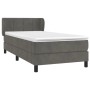 Dunkelgraues vidaXL Boxspringbett 100x200 cm mit Samtbezug und Matratze.