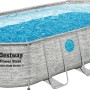 Bestway Stahlrahmenpool Set Power Steel Swim Vista, oval, 549x274x122 cm, grau, mit Fenster.