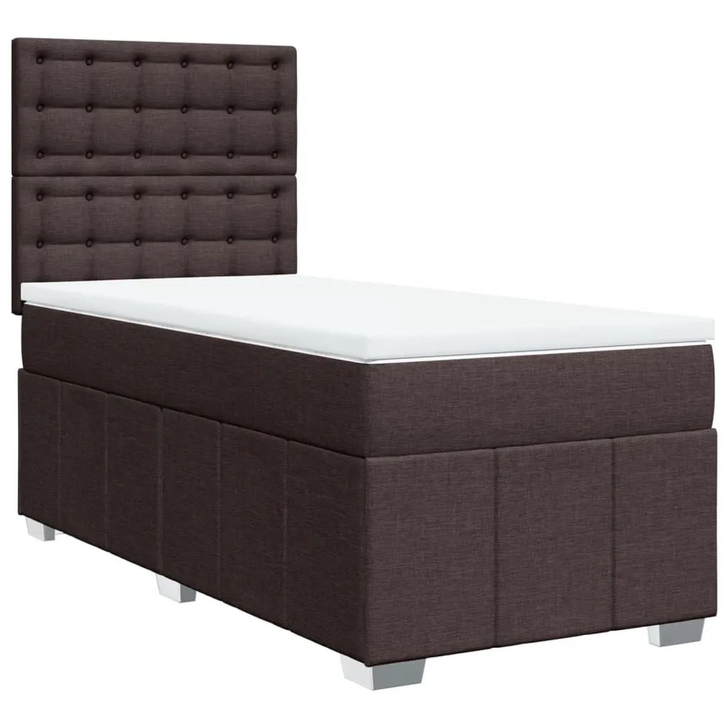 vidaXL Boxspringbett mit Matratze Dunkelbraun 100x200 cm Stoff 3291596