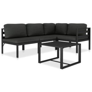 vidaXL 5-tlg. Garten Lounge Set mit anthrazitfarbenen Kissen und Aluminiumrahmen.