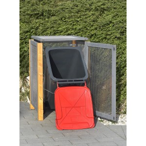 Gaspo Müllbox Kirchdorf I, zweifarbig (Honig/Vintage-Grau) für eine Mülltonne bis 240 l.