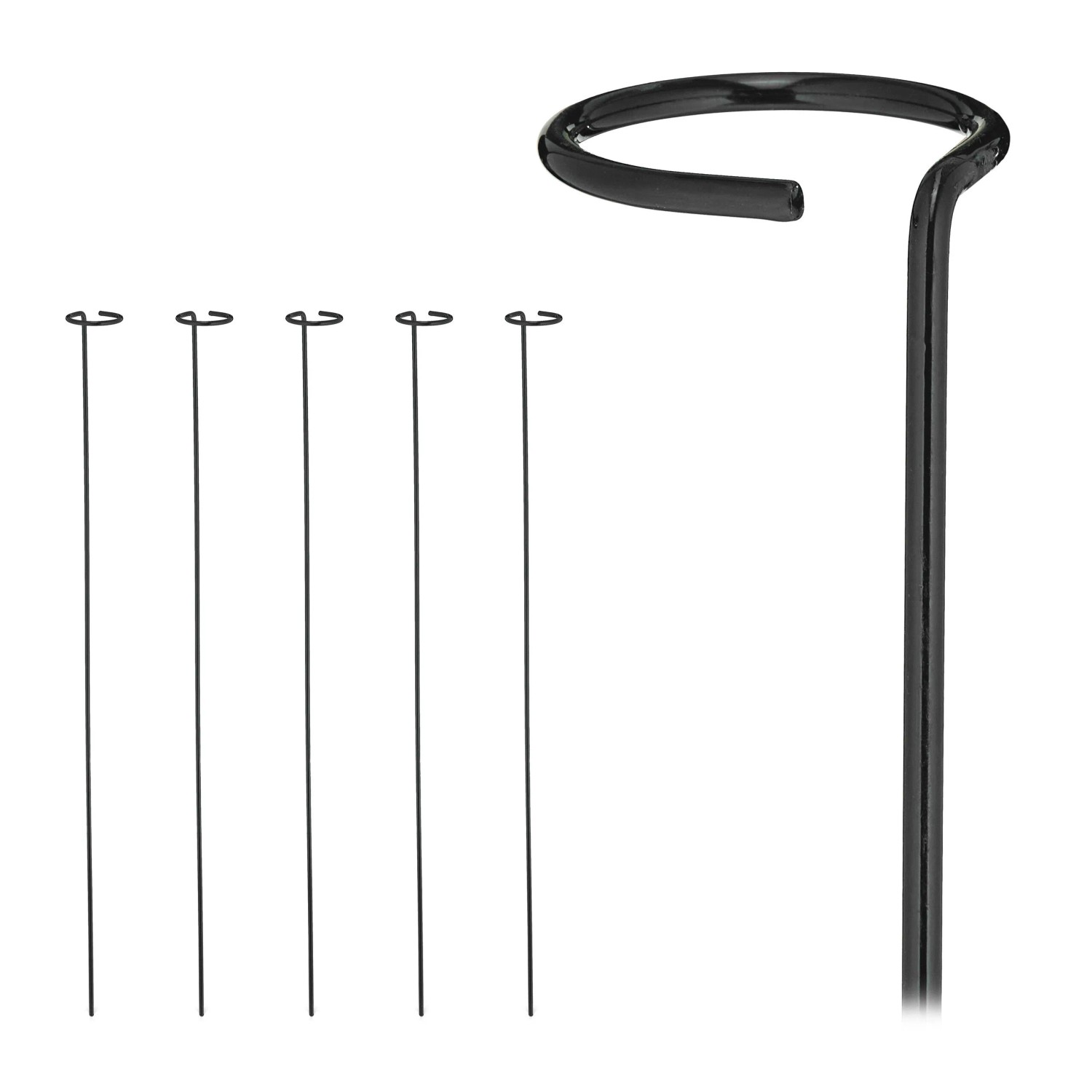 Relaxdays Pflanzstäbe 6er Set Stahl Schwarz Mit Ring 80 cm x 6 cm