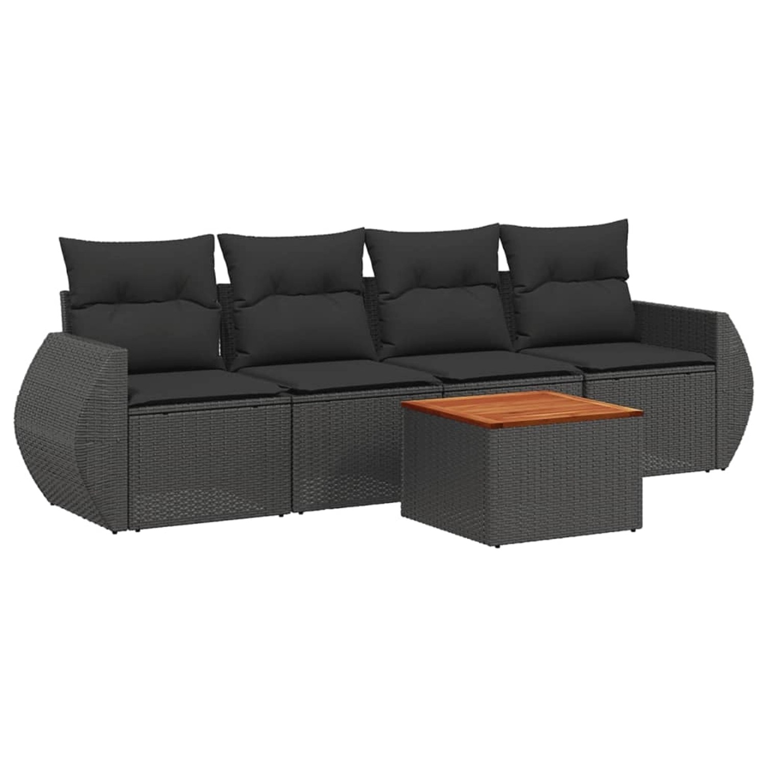 vidaXL 5-Tlg Garten-Sofagarnitur mit Kissen Schwarz Poly Rattan 3224879 günstig online kaufen