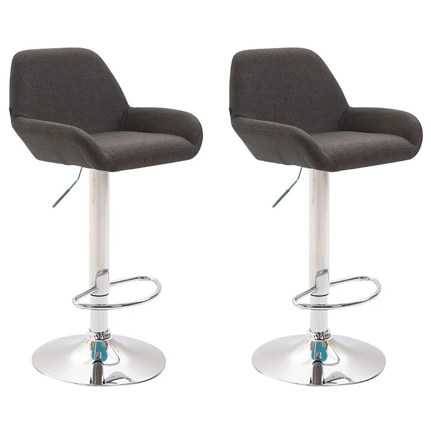 CLP 2er Set Barhocker Braga Stoff Dunkelgrau/Chrom