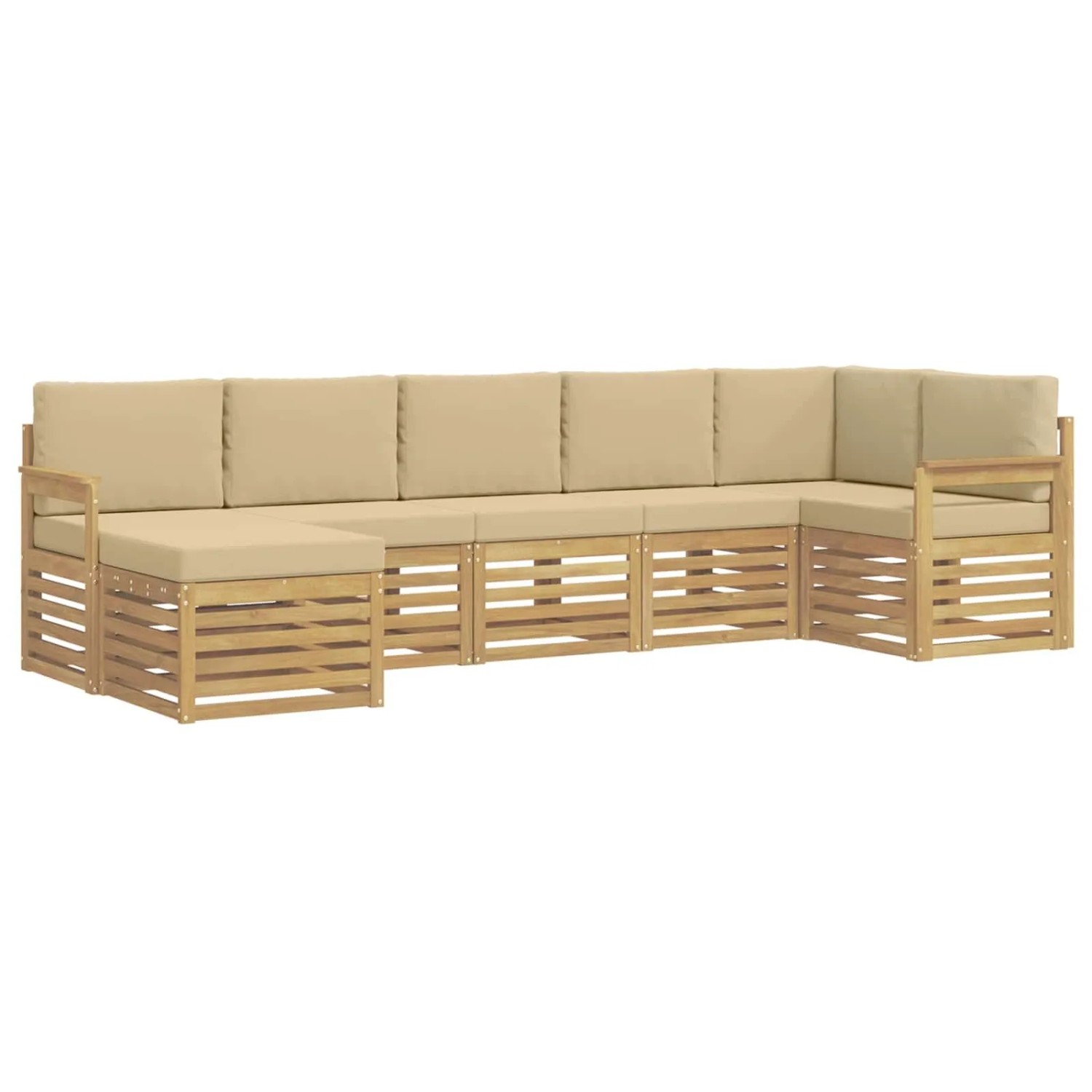 vidaXL Outdoor-Sofagarnitur 6-Tlg Weiß und Beige 306 x 128,5 x 73 cm 3392183
