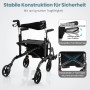 Costway Rollator, faltbare Gehhilfe mit Sitz, 6-fach höhenverstellbar, schwarz.