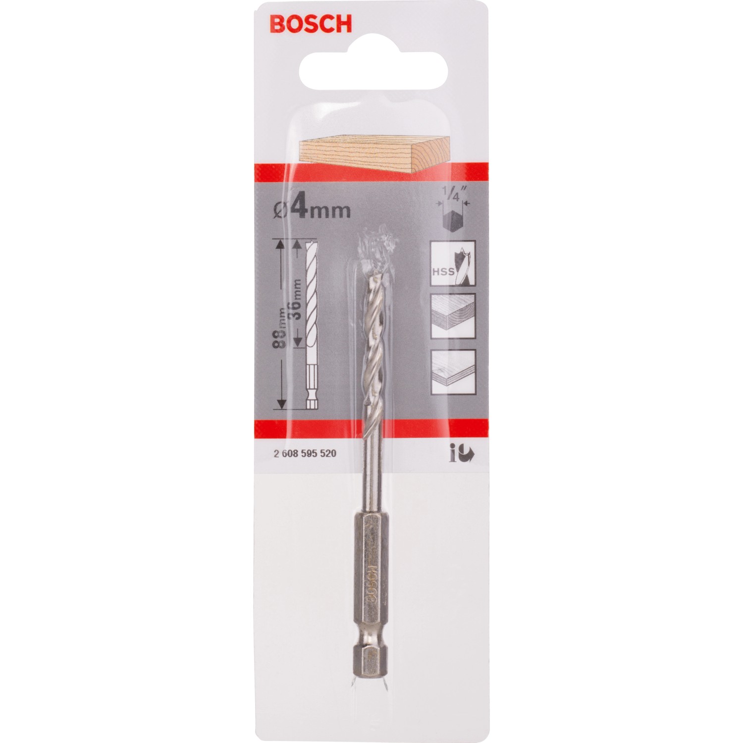 Bosch Holzspiralbohrer 1/4 Zoll-Sechskantschaft Ø 4 mm x 88 mm günstig online kaufen