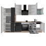 Flex-Well Exclusiv Küchenzeile Capri 310 cm in Schwarz Matt und Endgrain Oak mit E-Geräten.