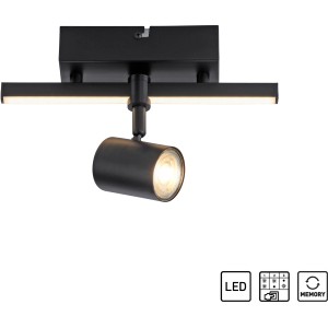 Moderne, schwarze LED-Wand- und Deckenleuchte Barik mit schwenkbarem Spot.