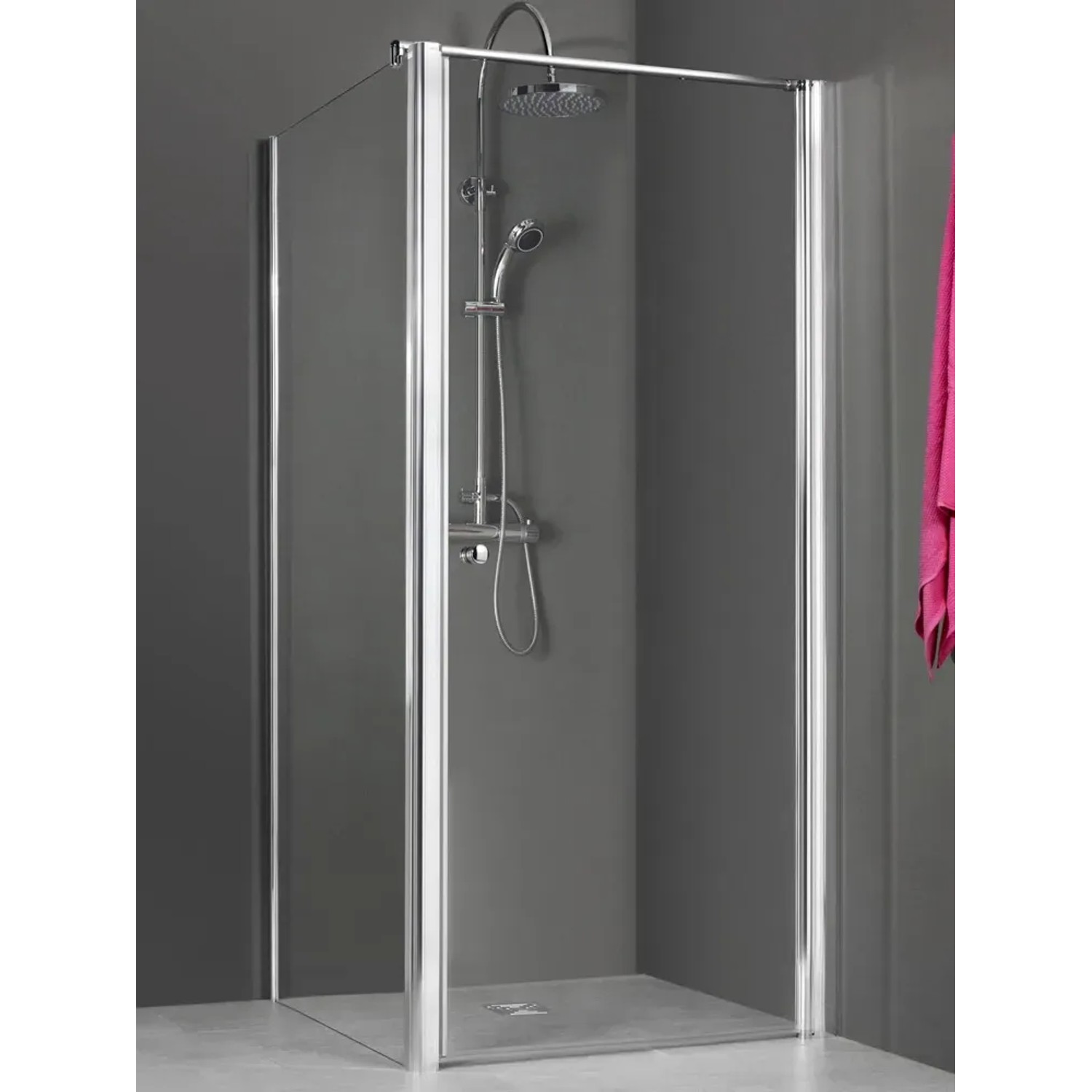Breuer Elana Seitenwand, 100 cm, Chrom, Klarglas für Dreh- und Pendeltür.