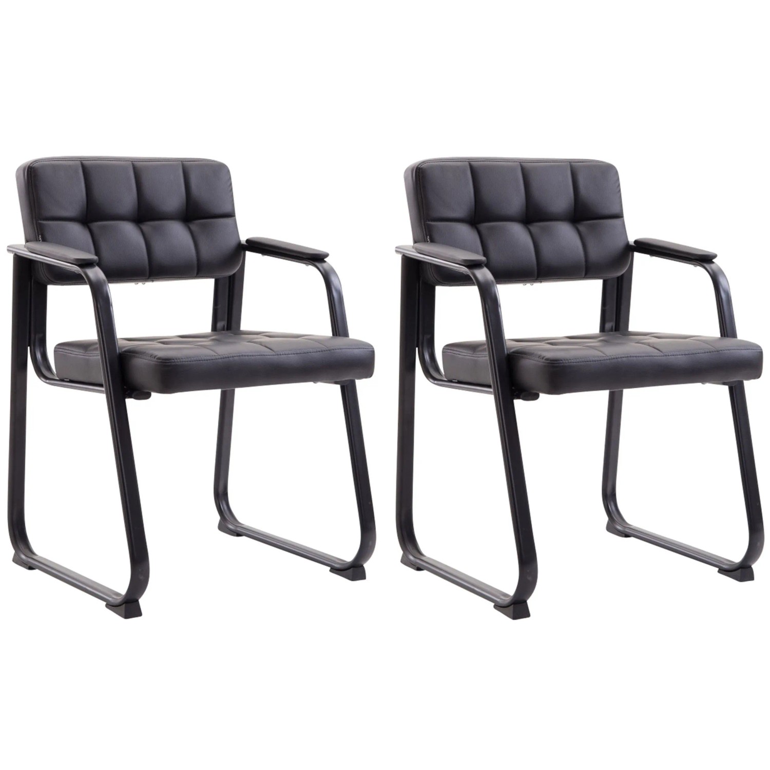 CLP 2er Set Besucherstühle Canada B Kunstleder Schwarz