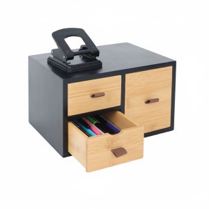Relaxdays Schubladenbox Bambus Schwarz mit Schlaufen 15 cm x 25 cm x 20 cm 1,9 kg