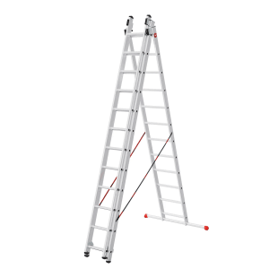 Hailo HobbyStep Kombileiter, 3-teilig, aus Aluminium, als Anlege-, Schiebe- und Bockleiter nutzbar.