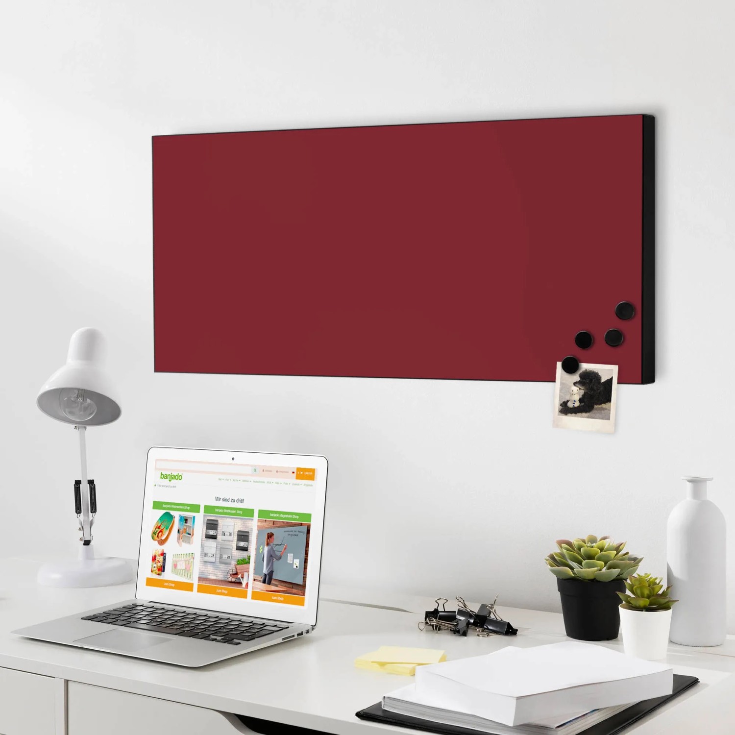 Banjado® Glas Magnettafel – 100x70 Cm Mit Motiv Burgund | Beschreibbar, Mit 4 Magneten | Für Küche, Büro