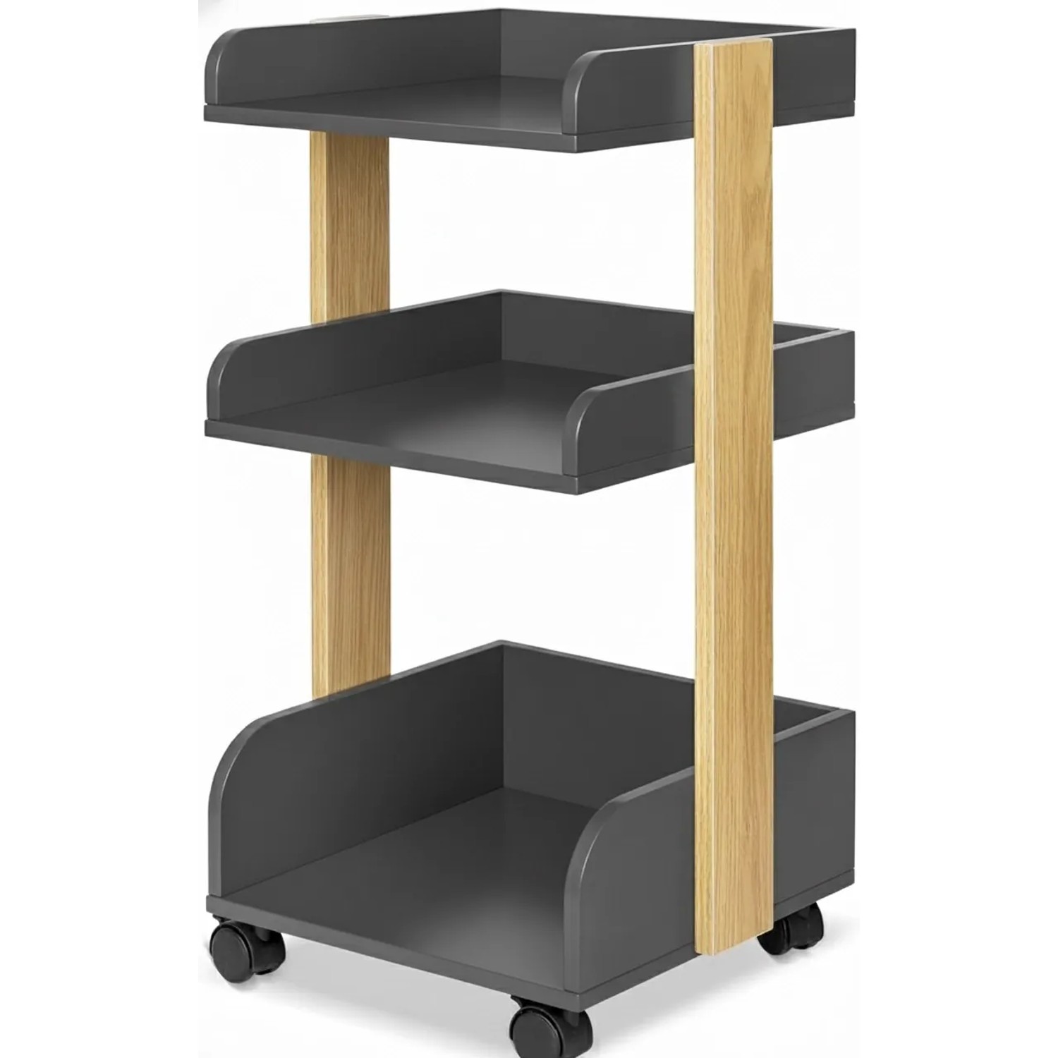Bomoe Aufbewahrungswagen mit Rollen 69 cm Bosse Anthrazit und Eiche