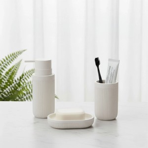 Relaxdays Badaccessoires Set Polyresin Weiß 3-teilig 17 cm x 6,5 cm