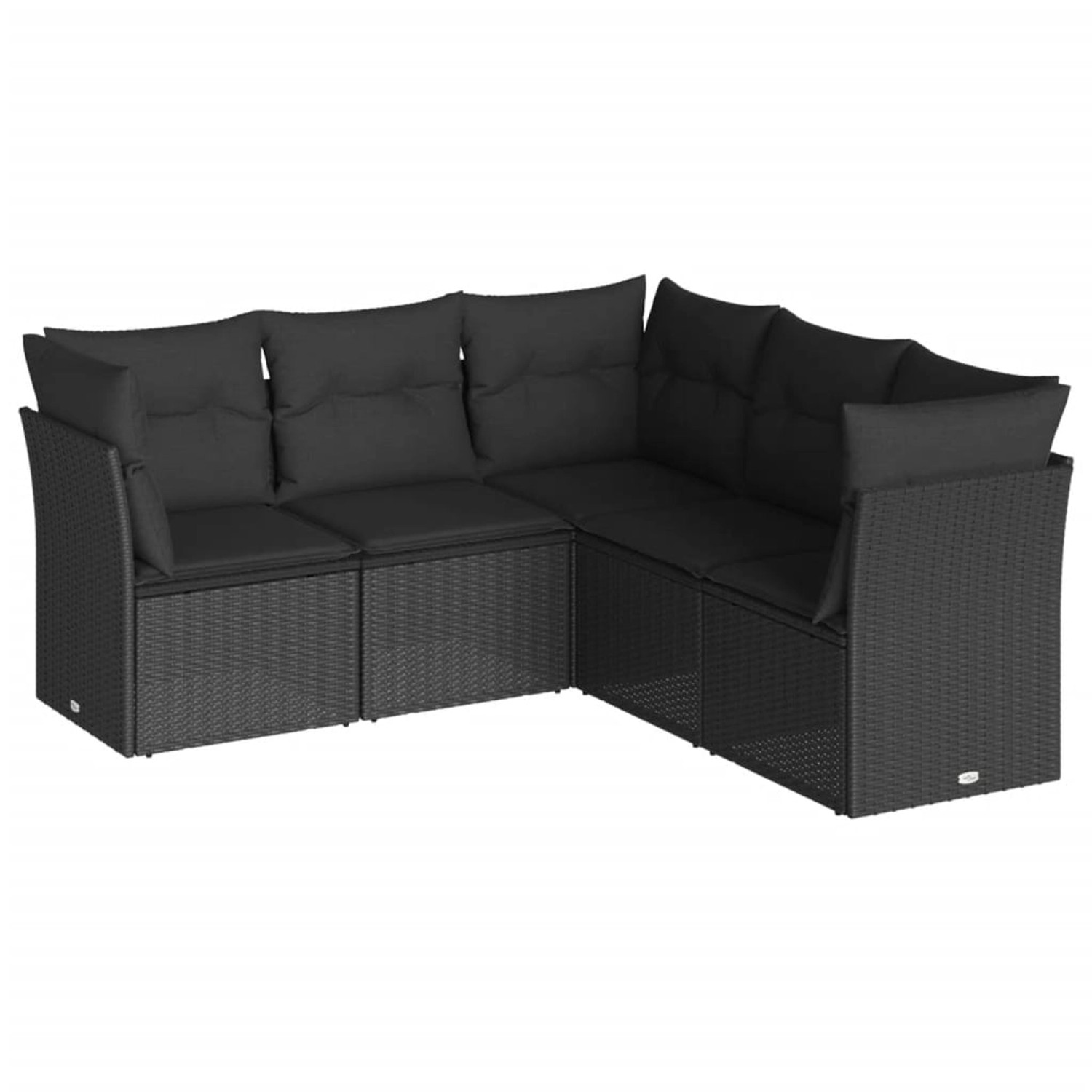 vidaXL 5-tlg Garten-Sofagarnitur mit Kissen Schwarz Poly Rattan Modell 28