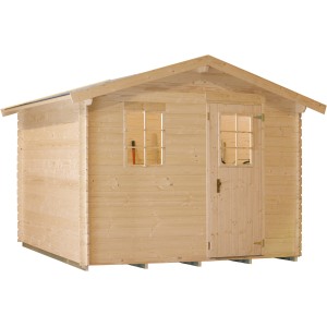 Unbehandeltes Kiehn-Holz Gartenhaus KH 19-010, 260x260 cm. Holz-Gartenhaus mit Fenster und Tür.