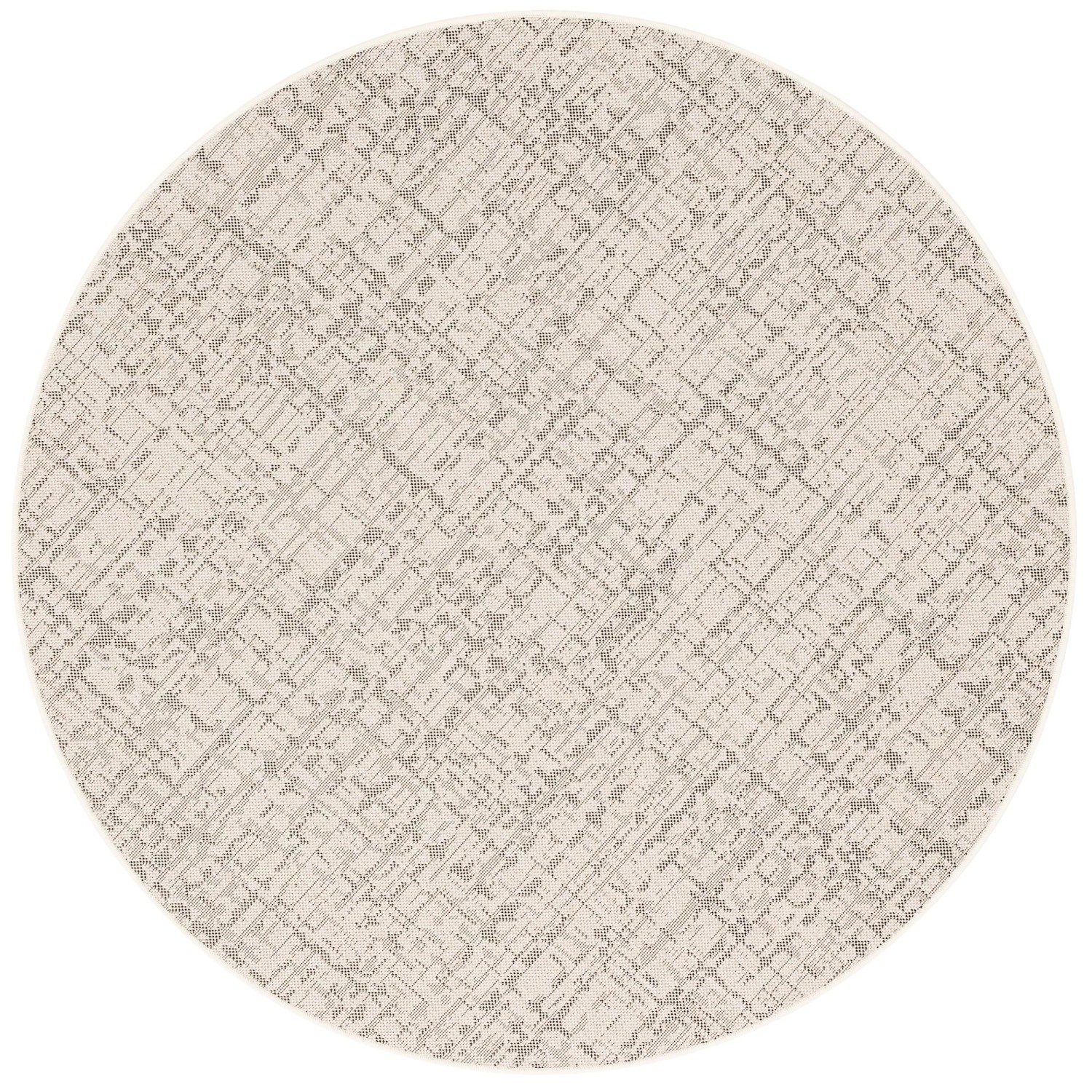 Runder, creme-schwarz melierter Snapstyle Teppich Oslo, geeignet für In- und Outdoor.