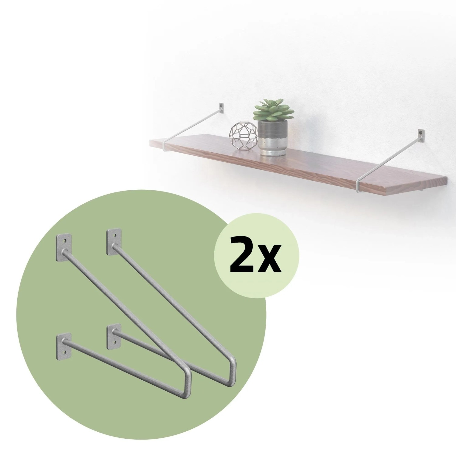 ML-Design Regalhalterung, 4er Set, 265mm, Silber, Stahl, Haarnadel Design für schwebende Regale.