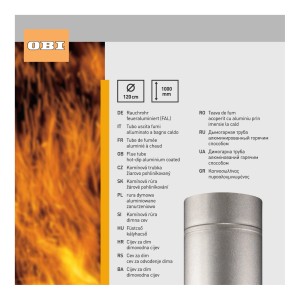 Firefix Rauchrohr, Ø 120 mm, 1 m, aus Aluminium für Kamin und Ofen.