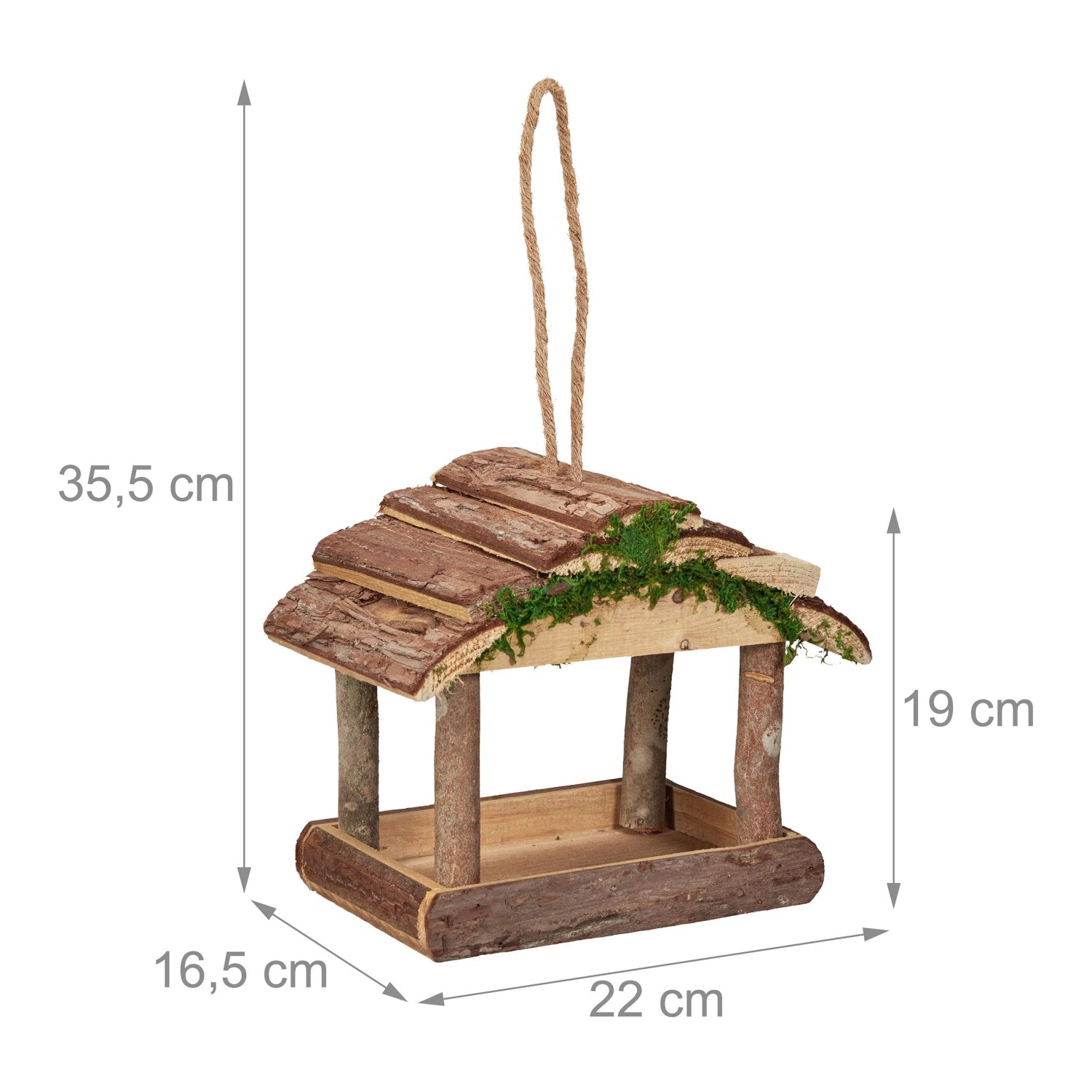 Relaxdays Vogelfutterhaus Holz Natur zum Aufhängen 19 cm x 22 cm x 16,5 cm 600 g_4