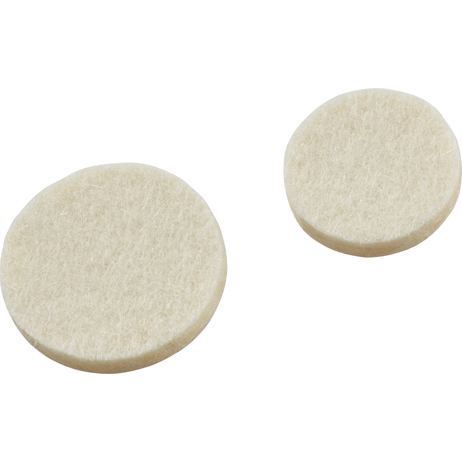 Parkettgleiter-Set, 2 runde Möbelgleiter aus Wollfilz in Beige.