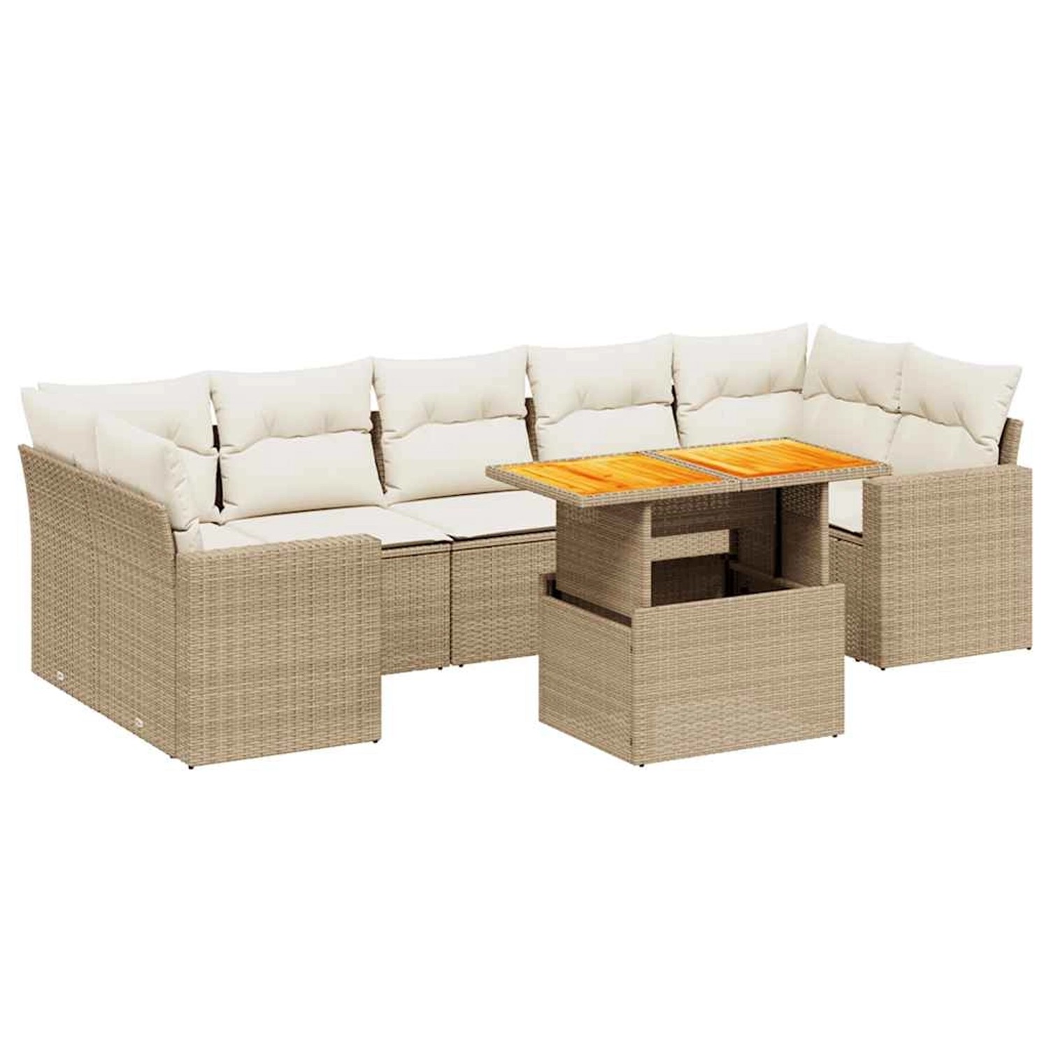 vidaXL 8-Tlg Garten-Sofagarnitur mit Kissen Beige Poly Rattan 3271226 günstig online kaufen