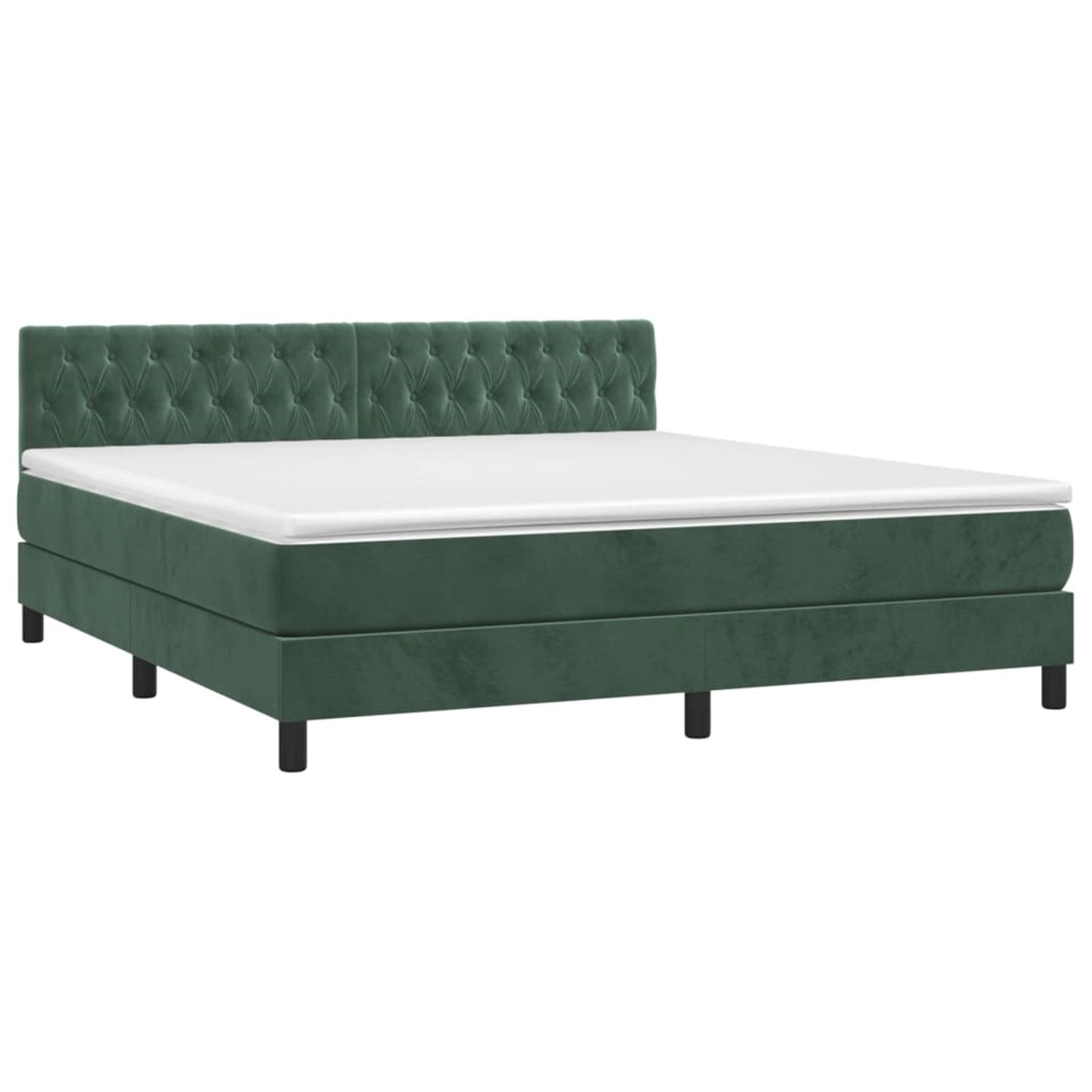 vidaXL Boxspringbett mit Matratze & LED Dunkelgrün 160x200 cm Samt 3134594 günstig online kaufen
