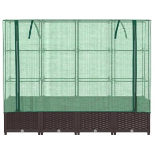 vidaXL Hochbeet mit Gewächshaus-Aufsatz in Rattan-Optik, 160x40x138 cm.