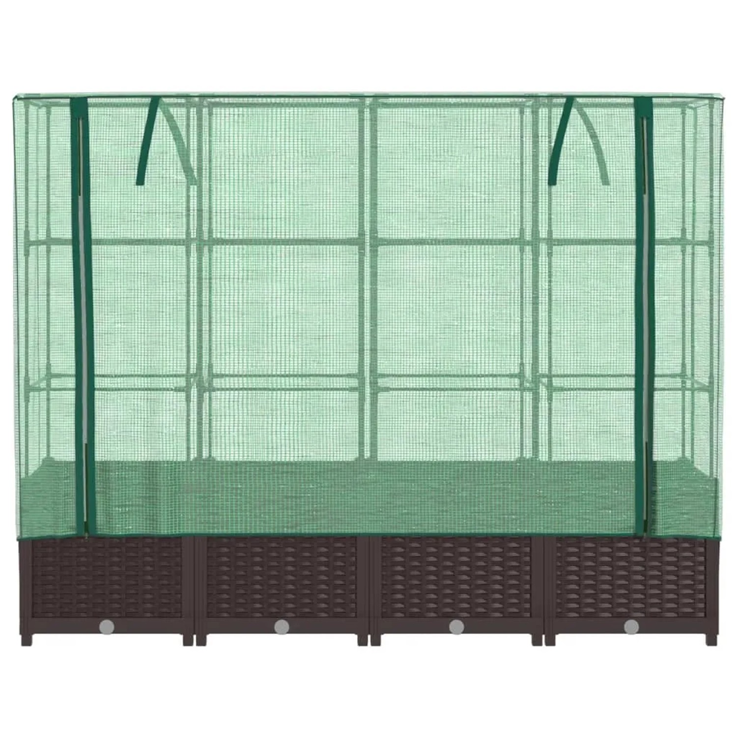 vidaXL Hochbeet mit Gewächshaus-Aufsatz in Rattan-Optik, 160x40x138 cm.