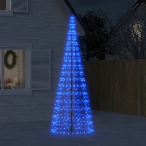 Blauer LED-Weihnachtsbaum, 300 cm hoch, für Fahnenmast, leuchtet nachts im Garten.