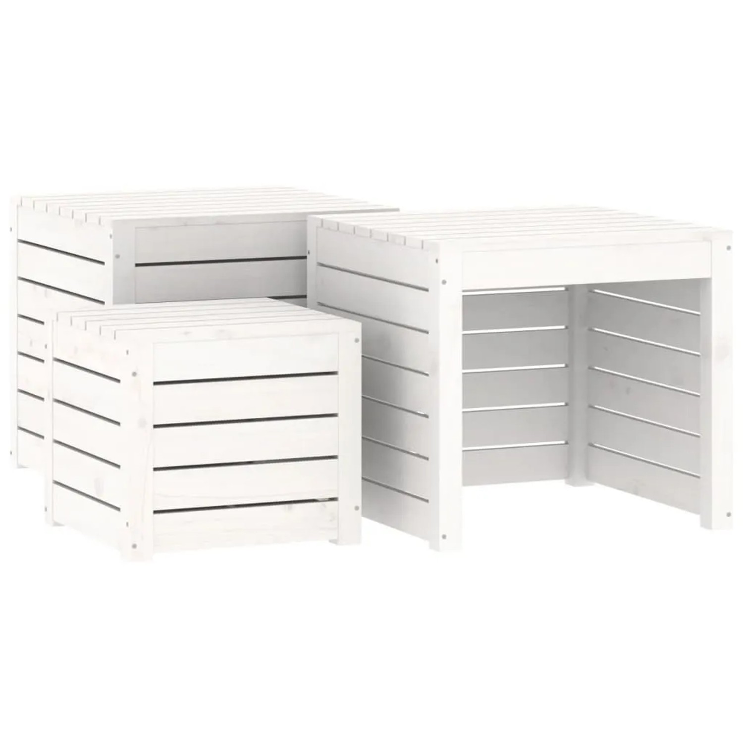 vidaXL 3-Tlg Gartenbox-Set Weiß Massivholz Kiefer 823956