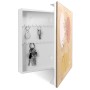 Banjado Schlüsselbox aus Holz, weiß mit floralem Motiv, 50 Haken für Schlüssel.