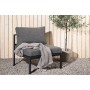 Schwarzes ebuy24 Copacabana Gartensofa Mittelsegment mit grauem Kissen und Decke.