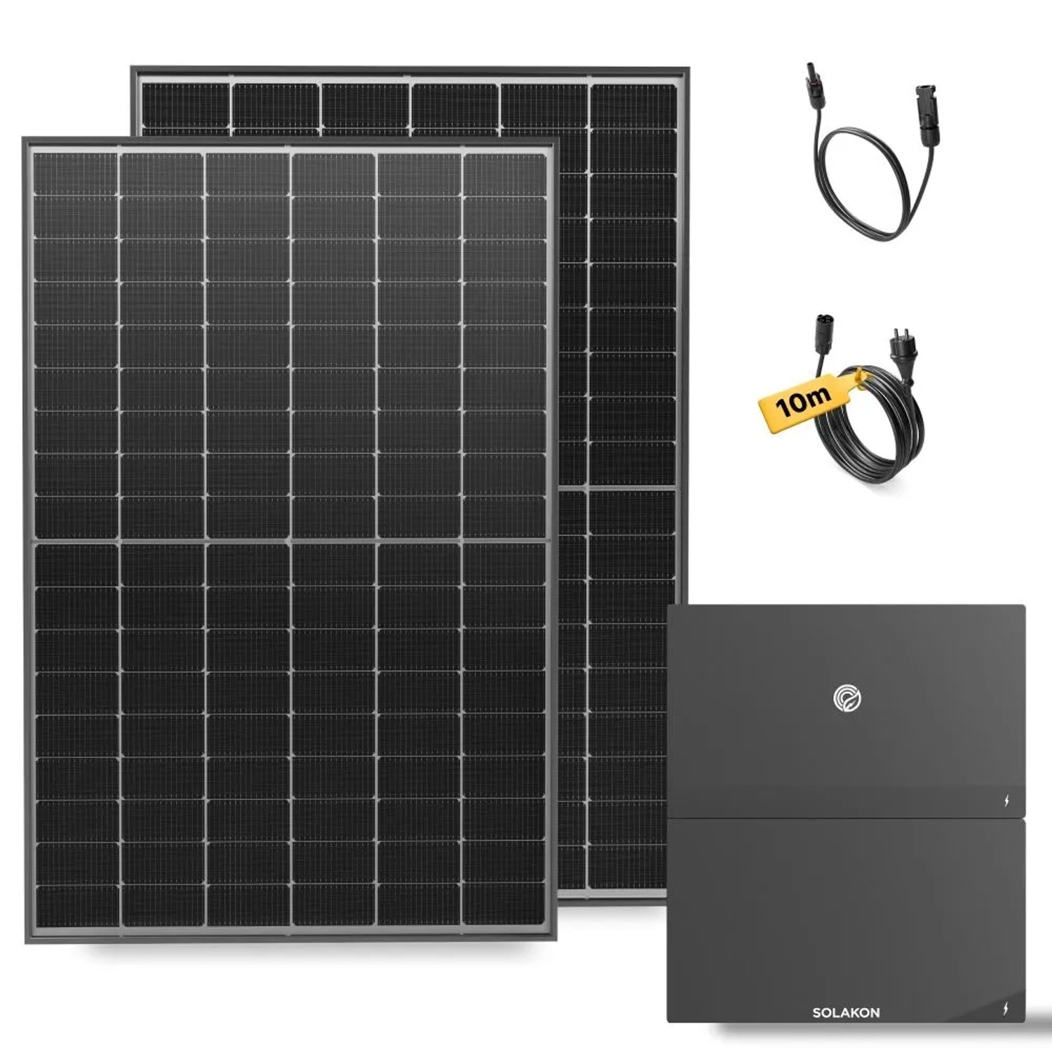 Solakon Balkonkraftwerk 900W Solaranlage mit Speicher + Erweiterung 4,22 kWh Steckerfertig Komplettset Photovoltaik Anlage 800W Kabel 10m
