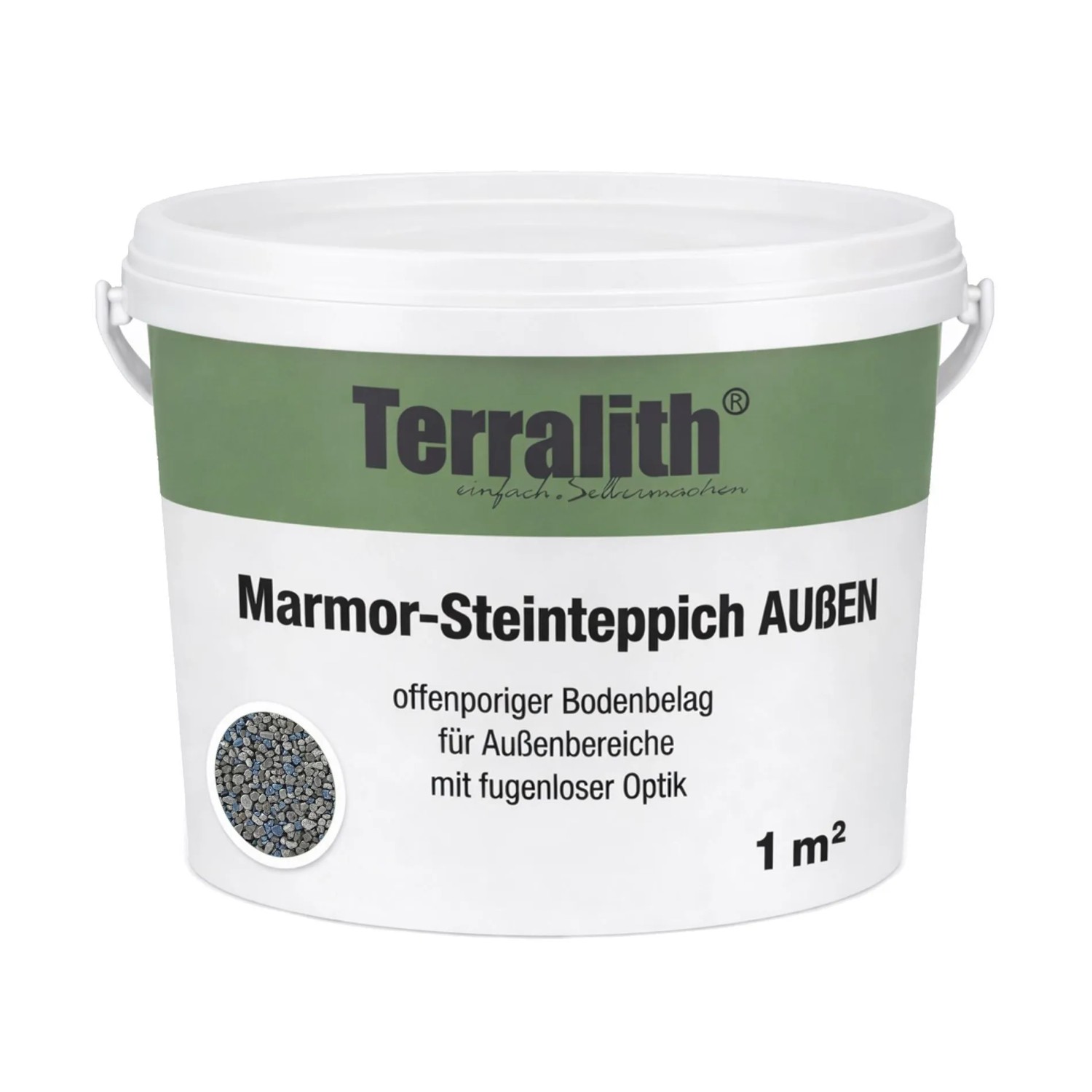 Terralith Metallic Steinteppich Metallic Mix 207 für 1 m² Außen Fein 2-4 mm