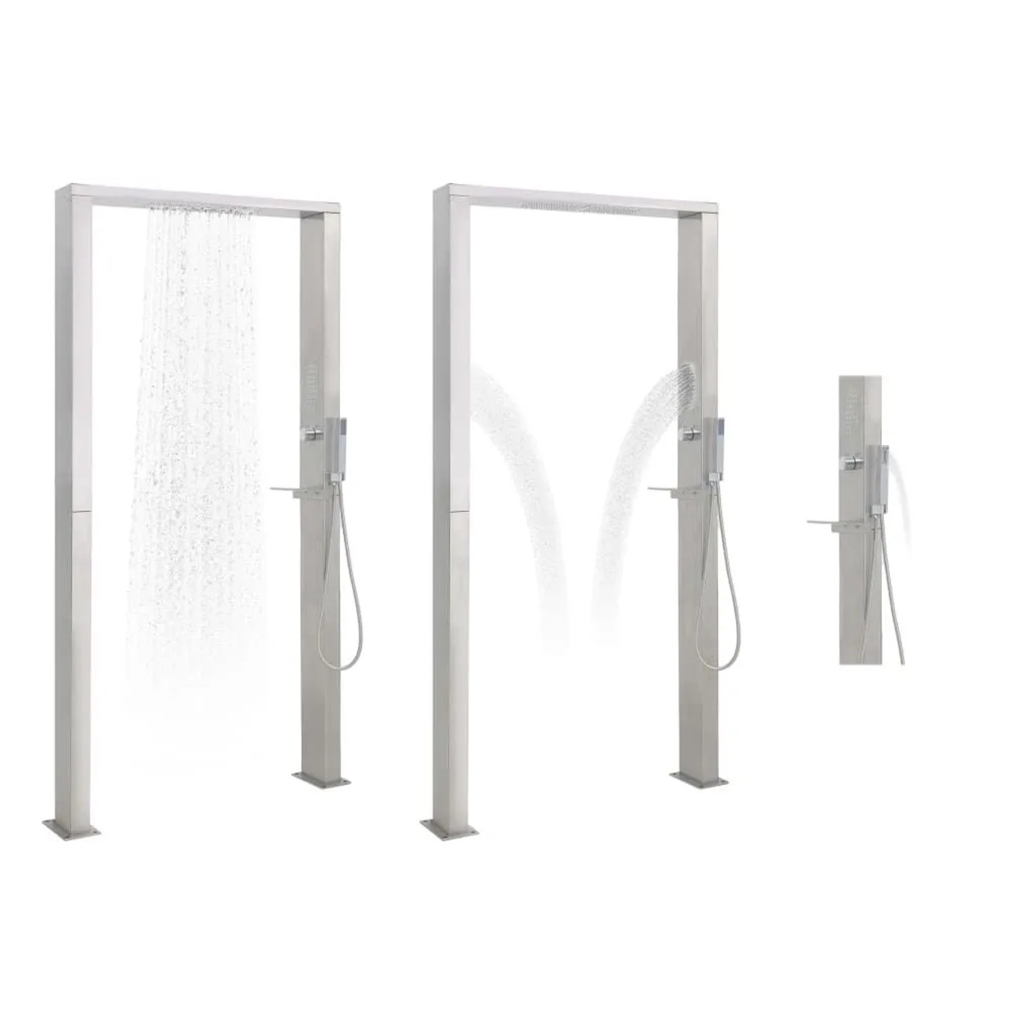 vidaXL Gartendusche Edelstahl mit Doppeldüsen, verschiedene Wasserstrahl-Optionen.