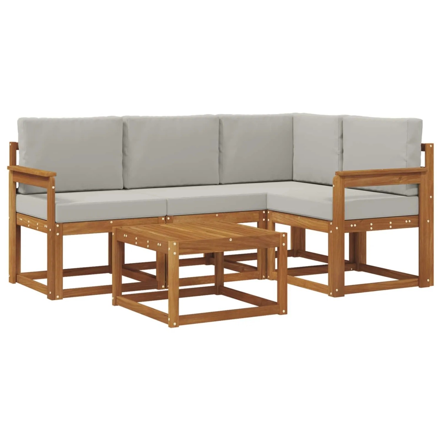 vidaXL Outdoor-Sofagarnitur mit Kissen 5-Tlg Natur und Hellgrau 3366349