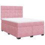 Rosa vidaXL Boxspringbett 160x200 cm mit Samtbezug, Matratze und Kopfteil.