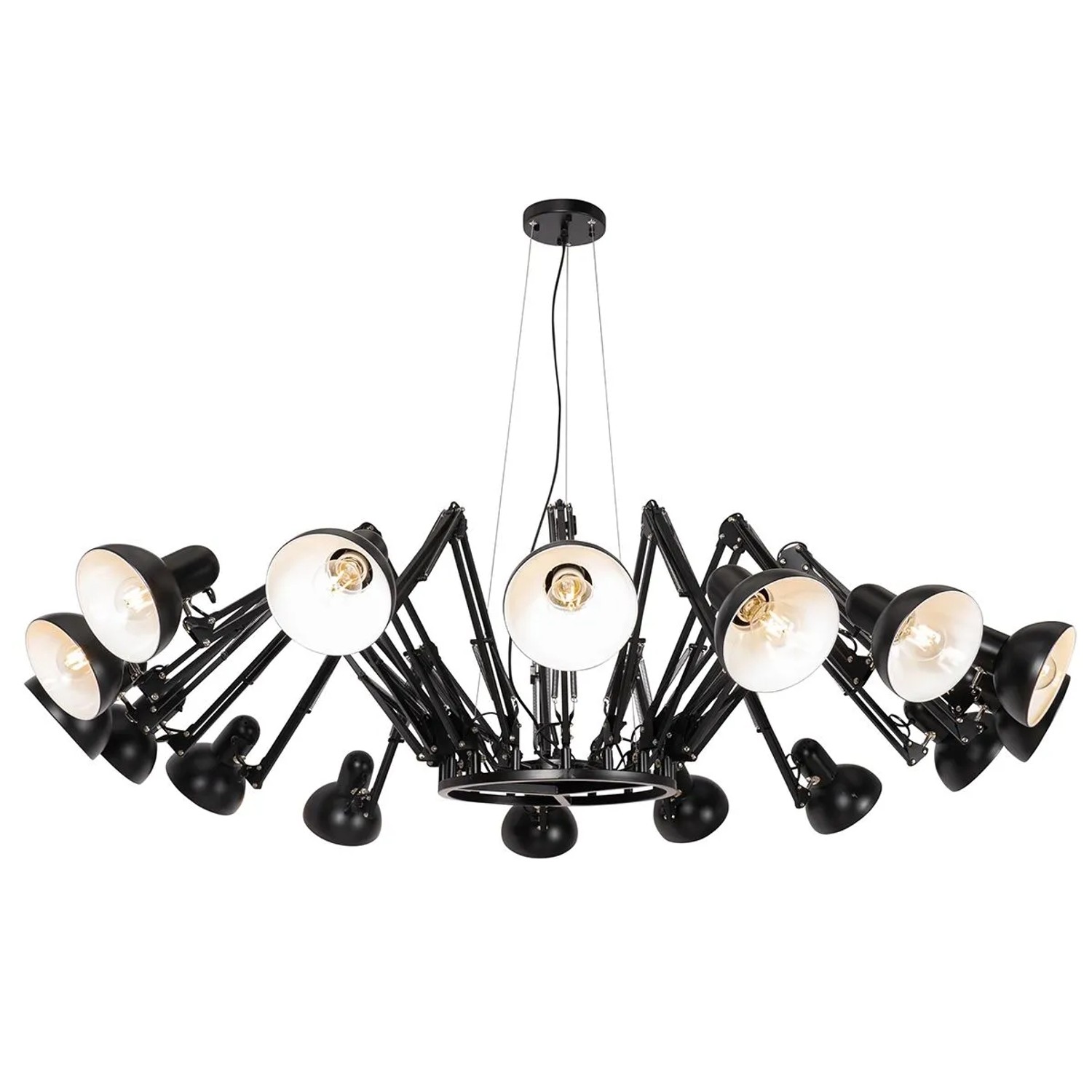 QAZQA Industrielle Hängelampe Schwarz 16 Flammig Verstellbar Hobby Spinne