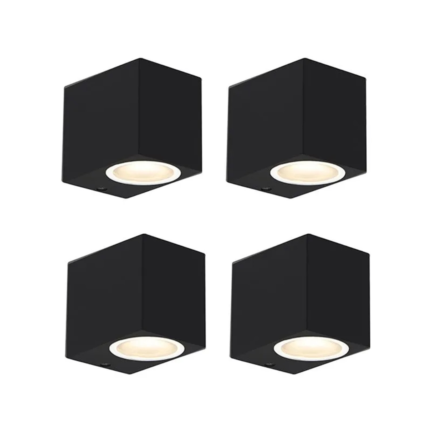 QAZQA 4er Set Moderne Wandleuchten Schwarz IP44 Baleno I